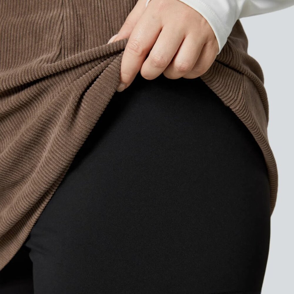 Halara High Waisted Invisible Zipper 2-in-1 A-Line Mini Corduroy Casual Skirt 1X - Picture 4 of 13